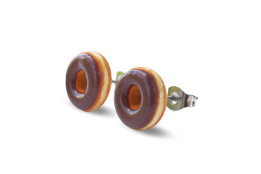 Plain Chocolate Doughnut Stud Earrings